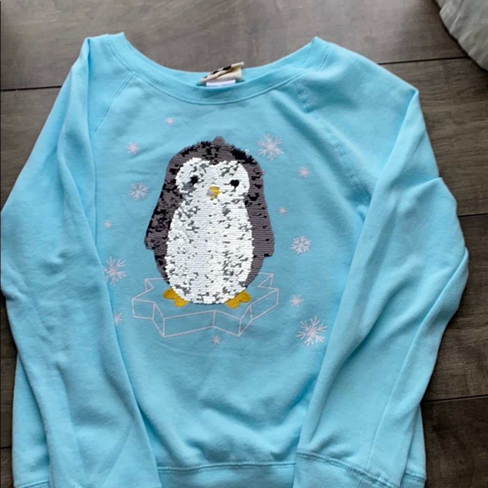 Girls Flip Sequin Penguin sweatshirt